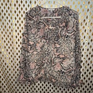 Maurices animal print pink flowy blouse snakeskin size M